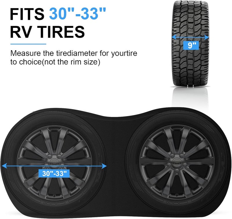 Mordx RV Tire Covers, Dual Axle Wheel Cover (2 Pack)，Black Waterproof Anti-UV Tire Coversfor RV/Truck/Trailer (2, 30"-33") - Image 2